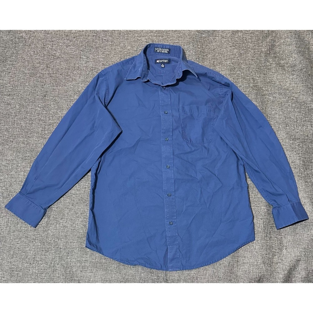 Puritan Men's M 15-15 1/2 32/33‎ Blue Long Sleeve Shirt